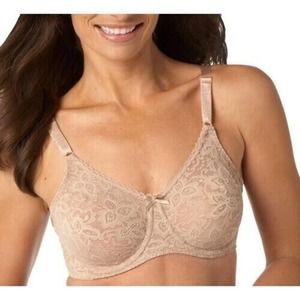 Bali Lace 'n Smooth Comfort-U Back‎ Full-Figure Bra Beige Khaki 3432 34D